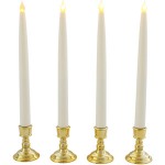 LED Battery Taper Candle with Gold Stand - Table Decoration or Carols